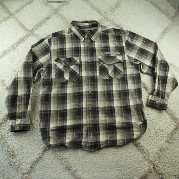 Harley-Davidson Other - Harley-Davidson Flannel Button Up Shirt Mens Extra Large Plaid Black White